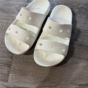 Kids Crocs White Slide Sandals